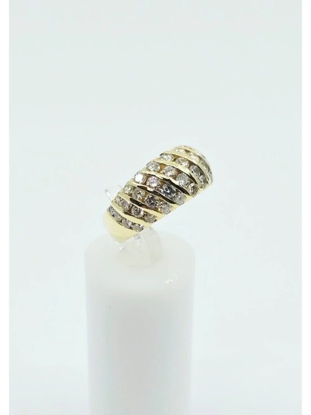 Unique 14K Karat Solid Yellow Gold Designer Round Diamond Cocktail Ring - Size 6
